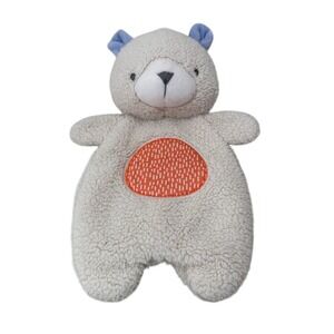 Ingenuity Bear Plush Lovey Sherpa Cream Orange Blue Stuffed Animal Kids Toy 11in
